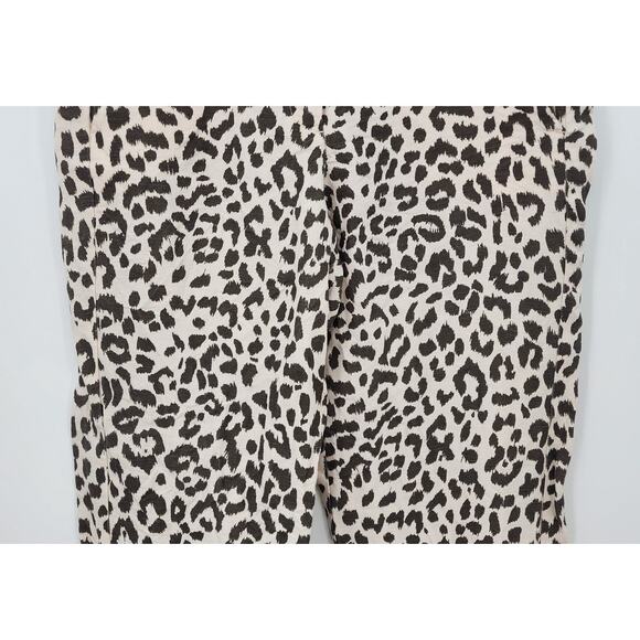 J. Crew Linen Blend Animal Print Leopard Cheeta Cropped Pants Size 6 Linen Blend - Picture 4 of 9